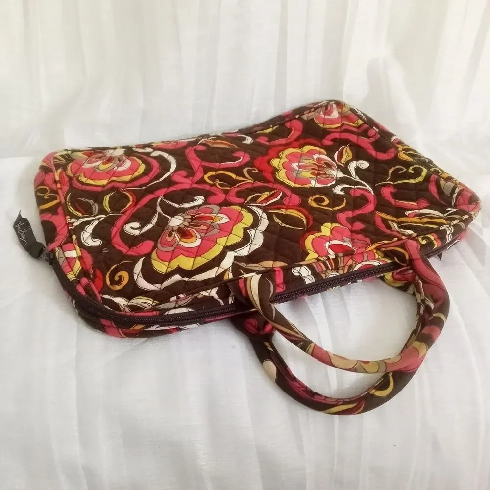 Vera Bradley Paisley Laptop Case Briefcase Pockets Zip Quilted Electronics Bag